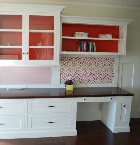 home office walnut painted cabinetry