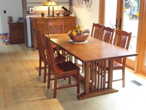 mission style table and chairs